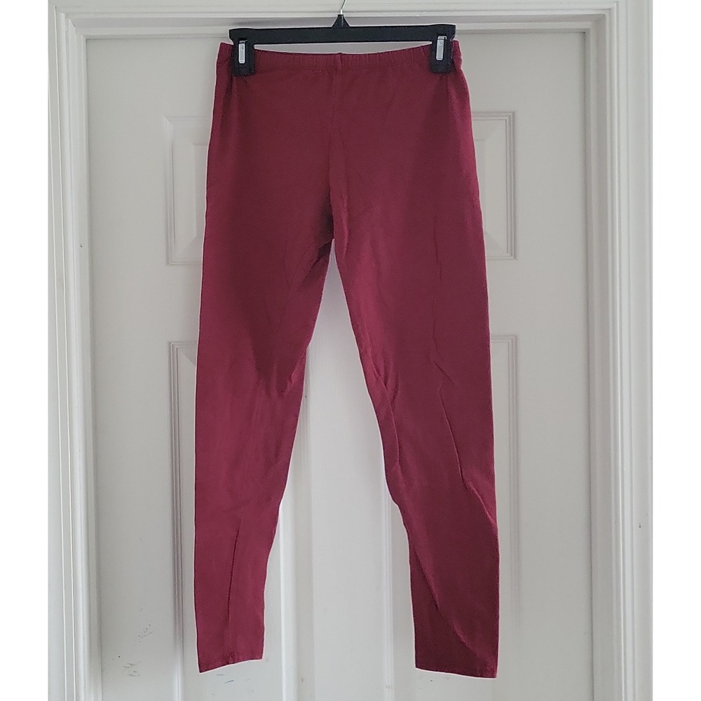 Charlotte Russe Burgundy Cotton Blend Stretch Leggings Size Medium Made in USA
